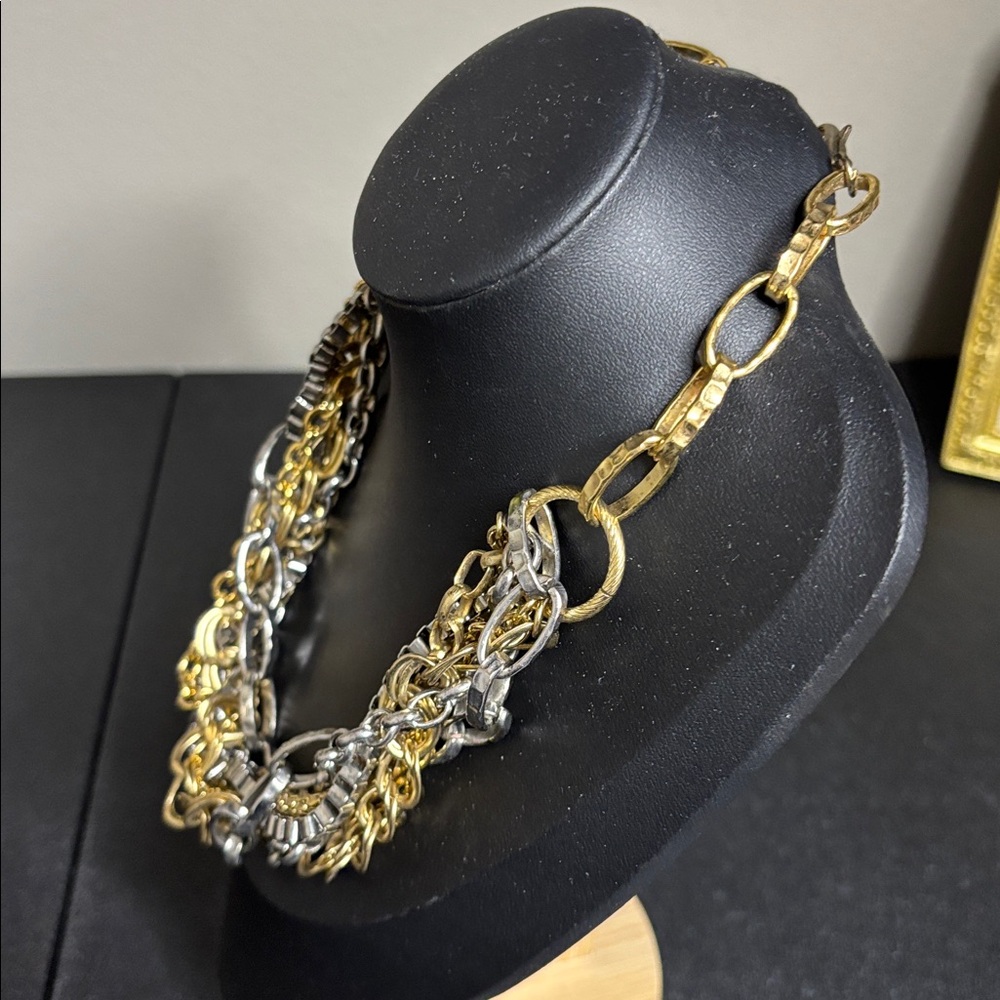 Talbots Multi Tone Chunky Chain Statement Necklace - image 2